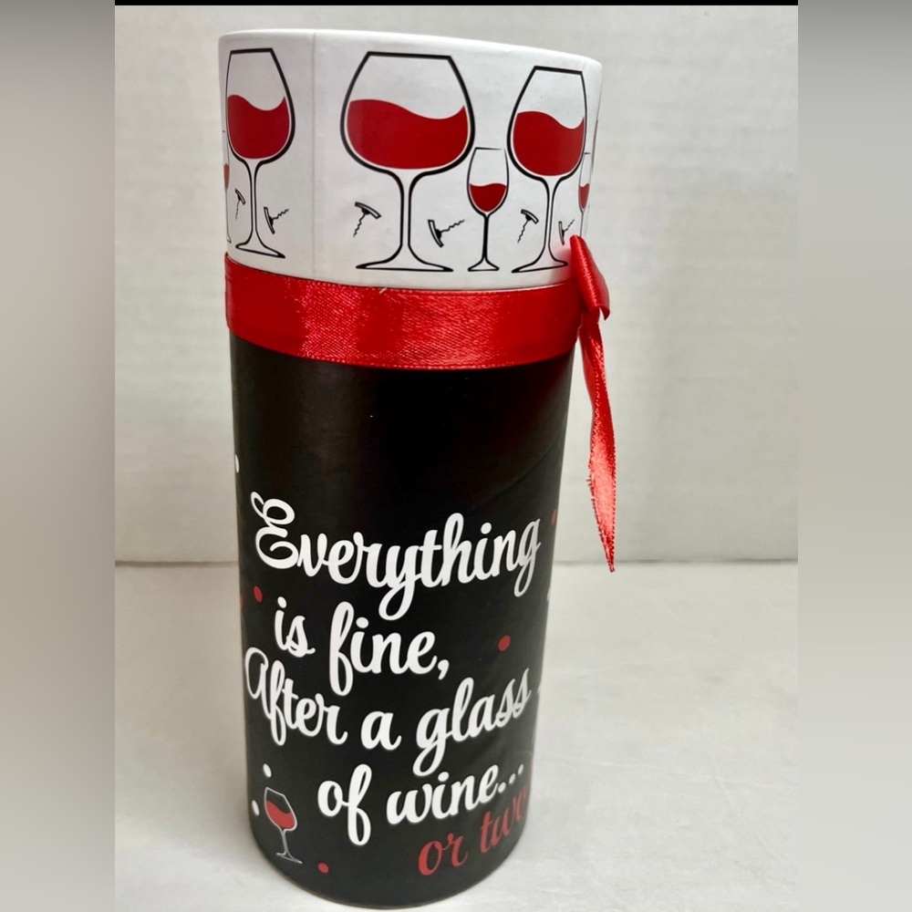 (NEW) CYLINDER GIFT BOX “EVERYTHING IS FINE AFTER A GLASS OF WINE" (GIFT WRAP)